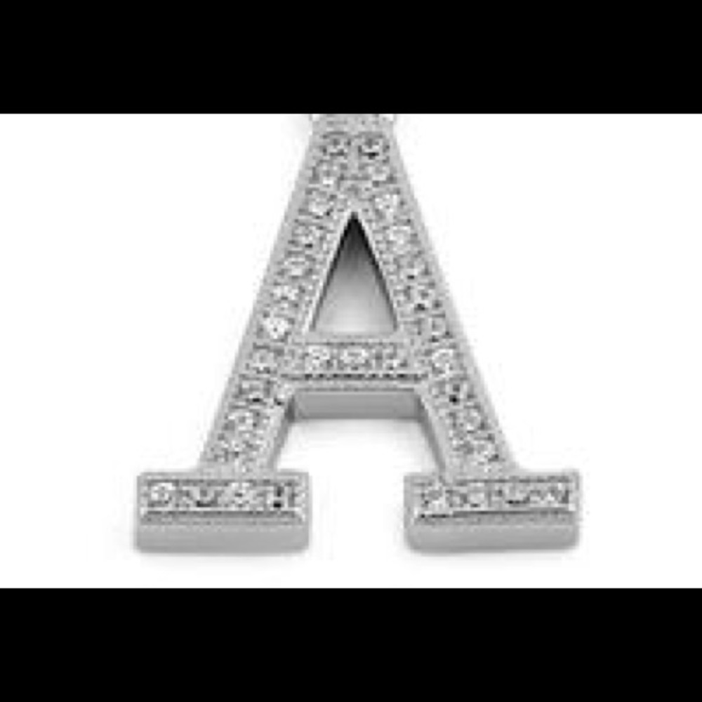 Sterling Silver 925 Letter “A” CZ Pendant Necklace - Picture 1 of 6